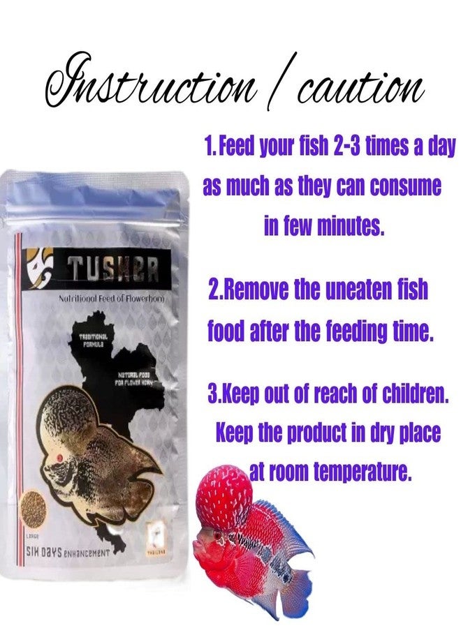 VAYINATO Tusker Nutritional Feed Of Flowerhorn Fish Food(Original)Pouch,100G|Traditional Formula,Natural Food For Flowerhorn With 55% Protein - Image 4